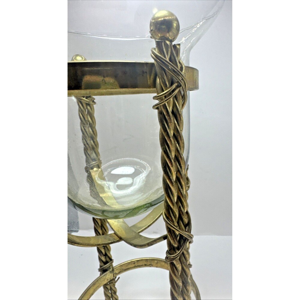 VTG Glass Vase with Intricate Brass Plate Holder Decorative Decor Home candle - Picture 4 of 8